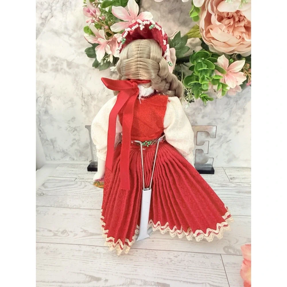 Vintage Folk Ethnic Female Doll Handmade Beaded Clothes Hat Braided Hair 10